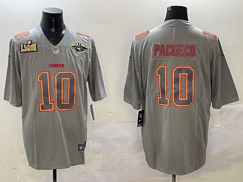 Men Kansas City Chiefs #10 Pacheco Grey 2025 Nike Vapor Limited NFL Jersey style 2105